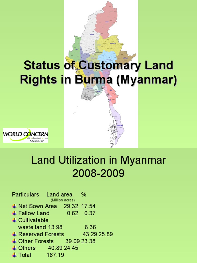 Burma Customary Land Rights Presentation Myanmar Leasehold Estate