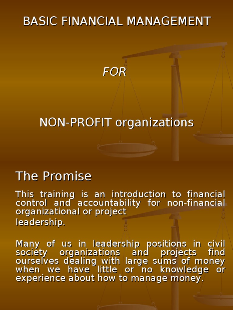 Basic Financial Management For Non Profit Orgs Pdf Bookkeeping