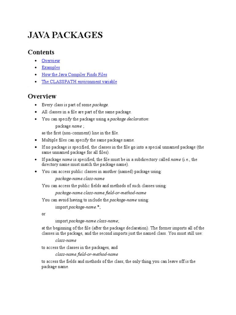 Java Packages: Examples How The Java Compiler Finds Files The CLASSPATH ...
