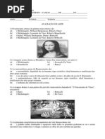 Avaliação de Arte 8º