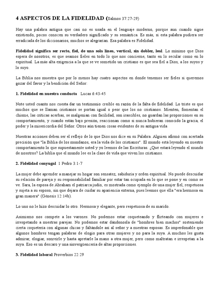 4 Aspectos de La FIDELIDAD