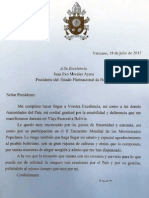 Carta del papa Francisco a Evo Morales