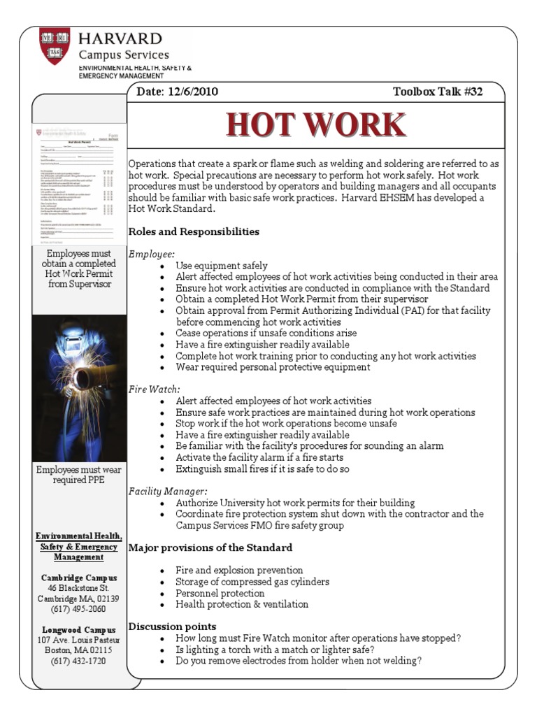 Toolbox Talks Hotwork English | PDF