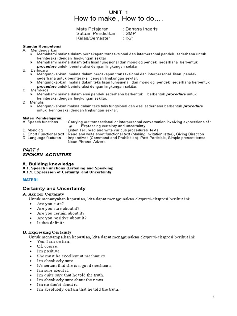 Modul Bahasa Inggris Kelas 9 Semester 1 Lengkap Oleh Isbandiyo S Pd M Kom Aduk Goreng Kata Keterangan