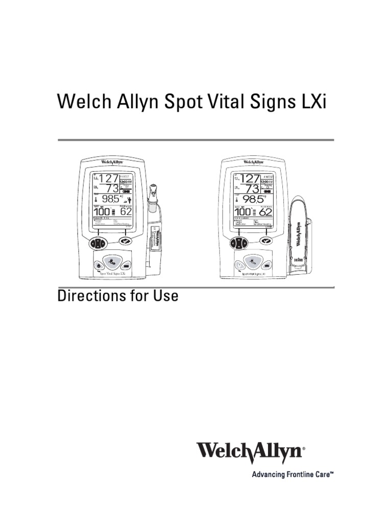 Welch Allyn Spot Vital Signs Lxi Directions for Use Medicine Wellness