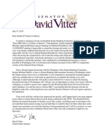 July 2015 Letter from Senator Vitter to Stanford Victims Coalition