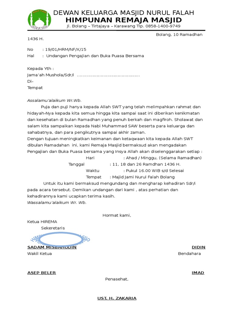 76+ Contoh Undangan Pengajian Remaja Masjid Terbaik