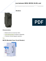 Difference Between MCB, MCCB, ELCB, and RCCB