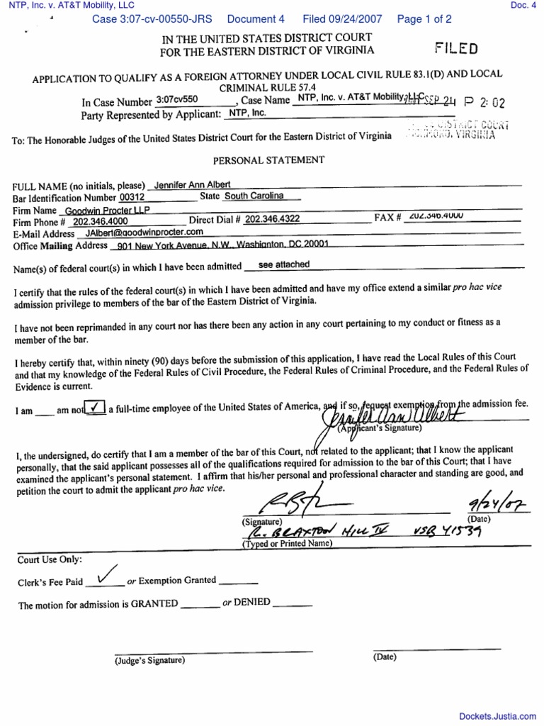 Foreign Attorney Application | PDF | United States District Court ...