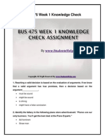 BUS 475 Week 1 Knowledge Check Assignment