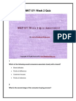 MKT 571 Week 2 Quiz Assignment