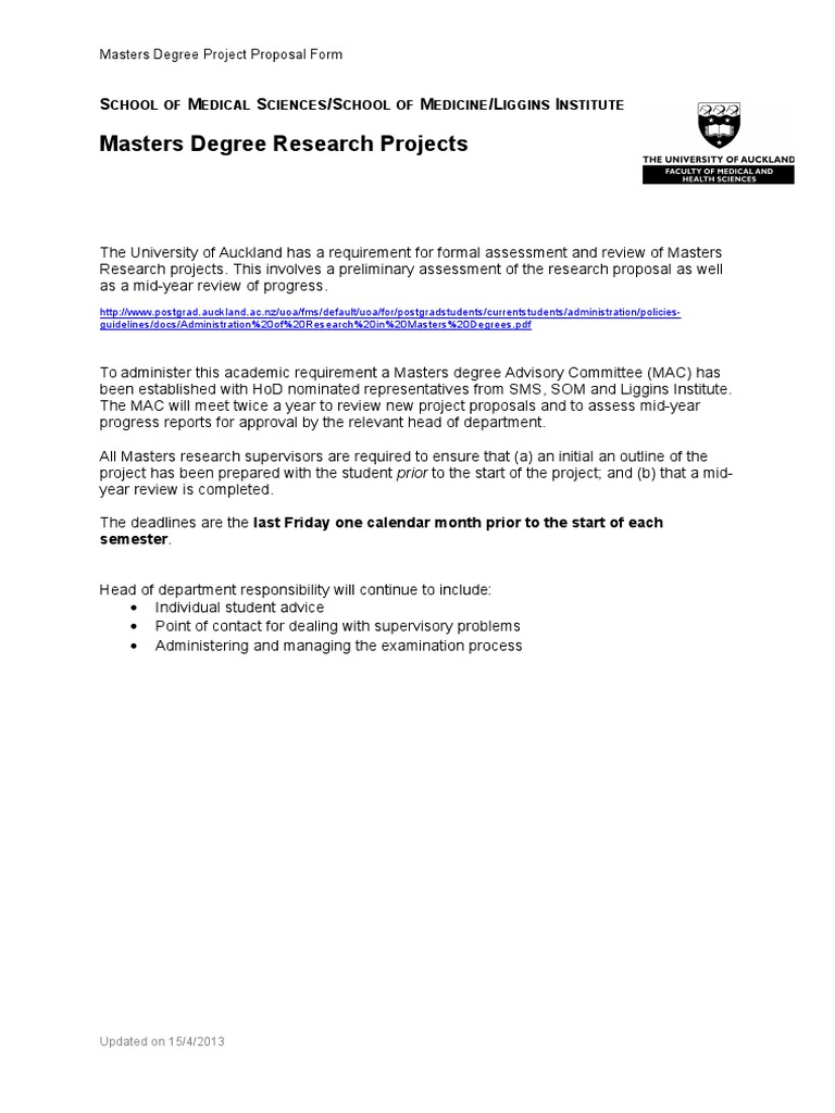 Masters Research Proposal Guidelines | PDF | Master's Degree | Master ...