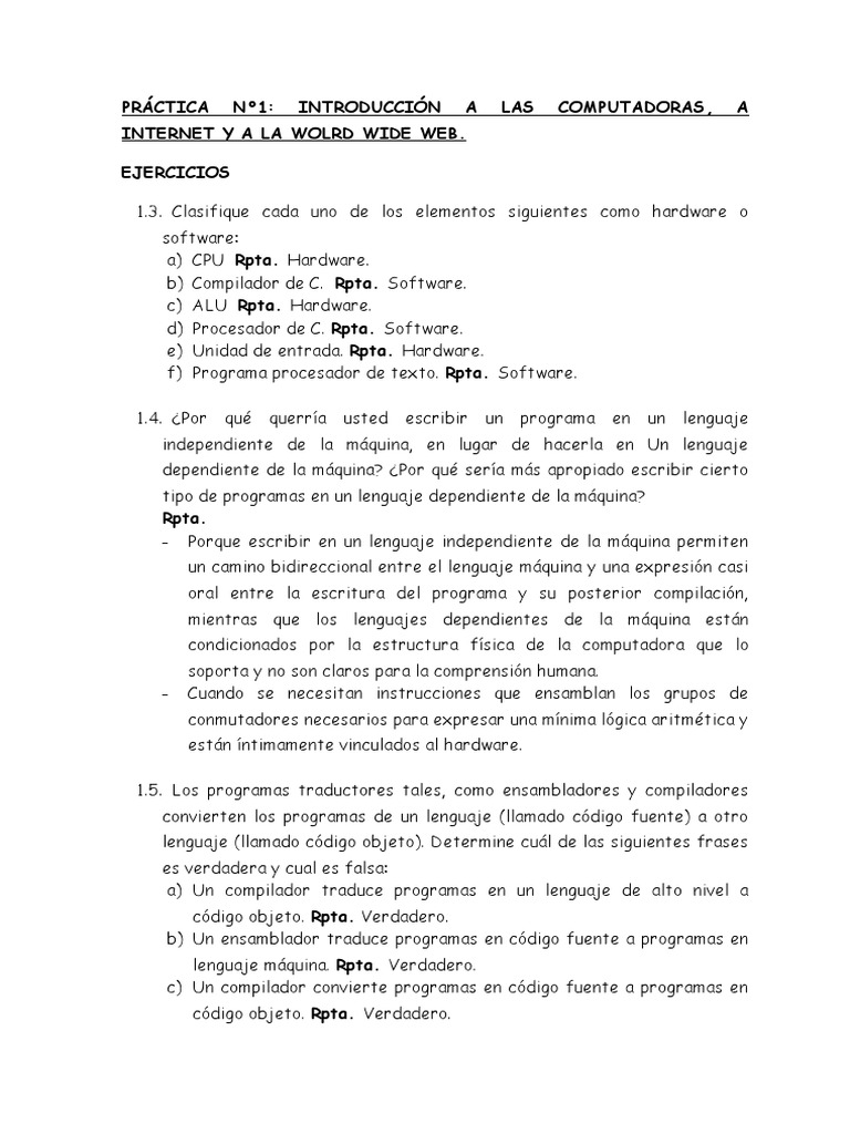 Ejercicios Capitulo1 | PDF | Lenguaje de programación | Programa de ...