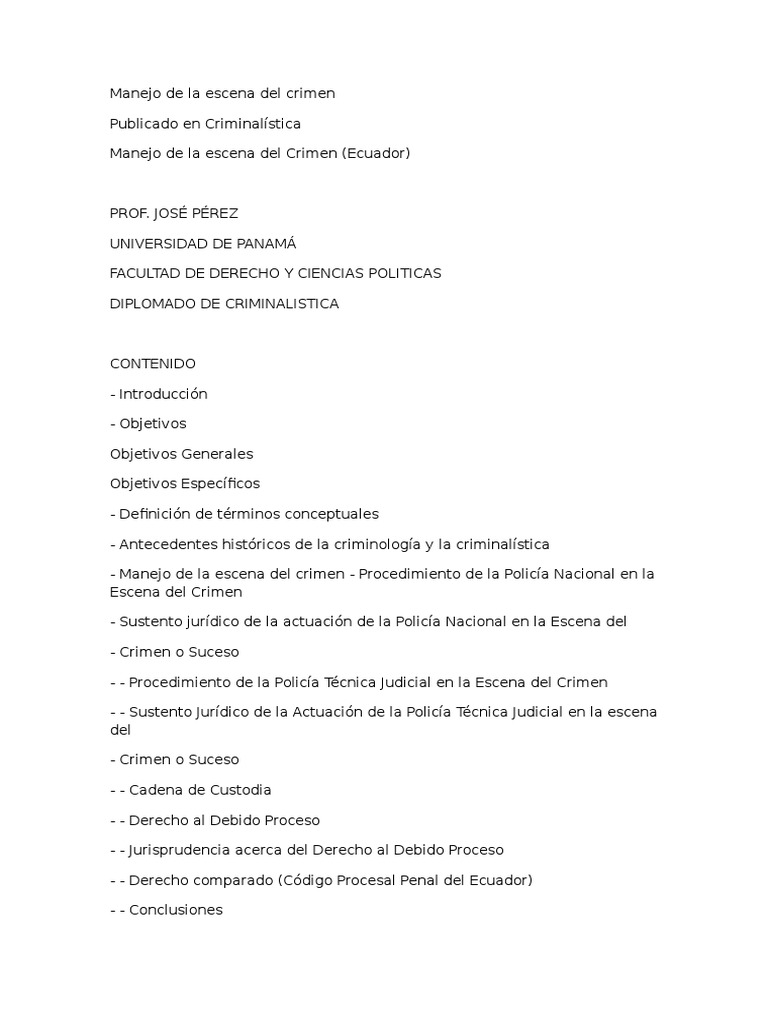 Manejo de la Escena del Crimen | PDF | Policía | Delito
