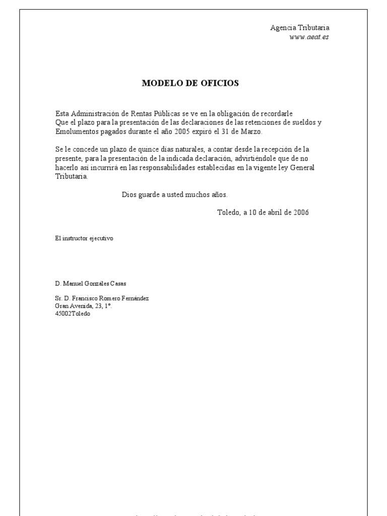 Modelo De Oficios Pdf