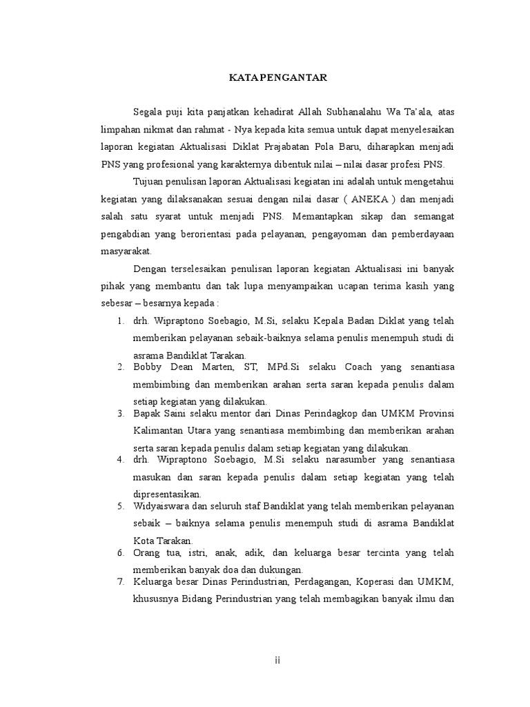 Kata Pengantar Laporan Aktualisasi