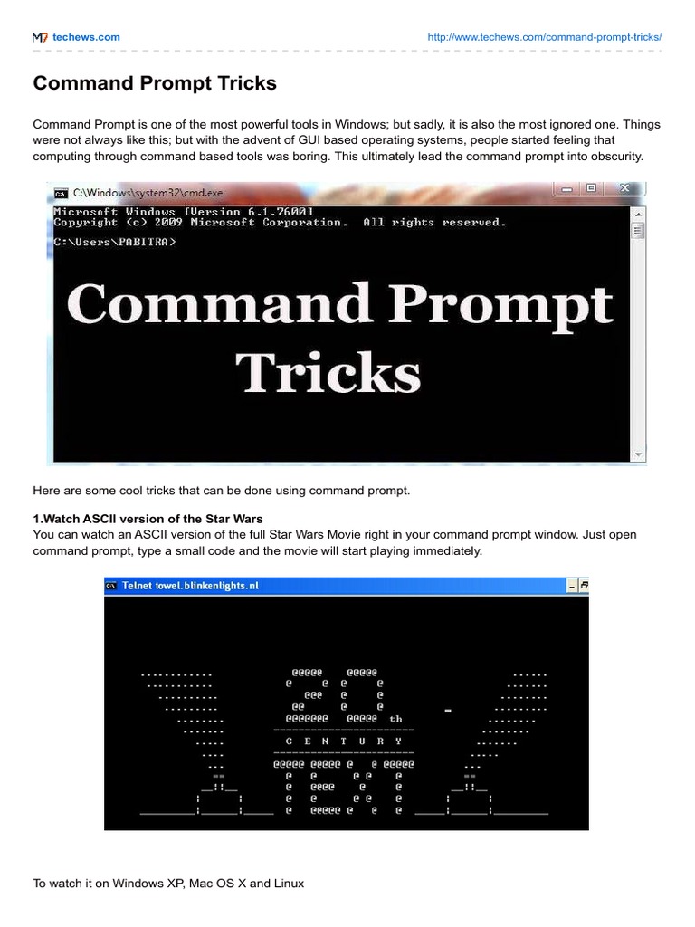 Command Prompt Tricks | PDF | Command Line Interface | Microsoft Windows