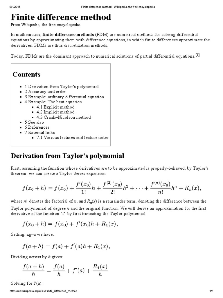 Basic of Finite Difference Method | PDF | Discrete Mathematics ...