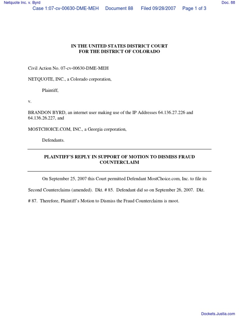Netquote Inc. v. Byrd - Document No. 88 | PDF | United States Law ...