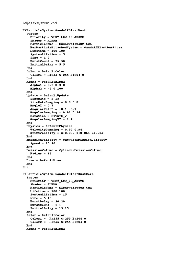 Gandalf Blast Particle System Code | PDF