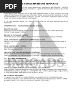 INROADS Standard Resume Templates