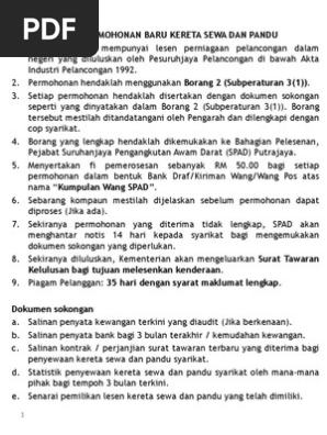Garis Panduan Permohonan Baru Kereta Sewa Dan Pandu PDF  PDF