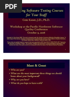 Developing Software Testing Courses for Your Staff