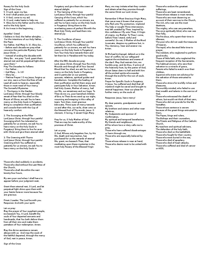 Rosary for Holy Souls in Purgatory | PDF | Rosary | Purgatory