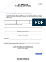 Physical Vehicle Inspection Certification Form