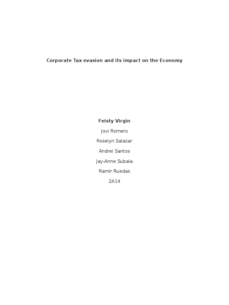 Corporate Tax Evasion and Its Impact On The Economy PDF Tax Evasion