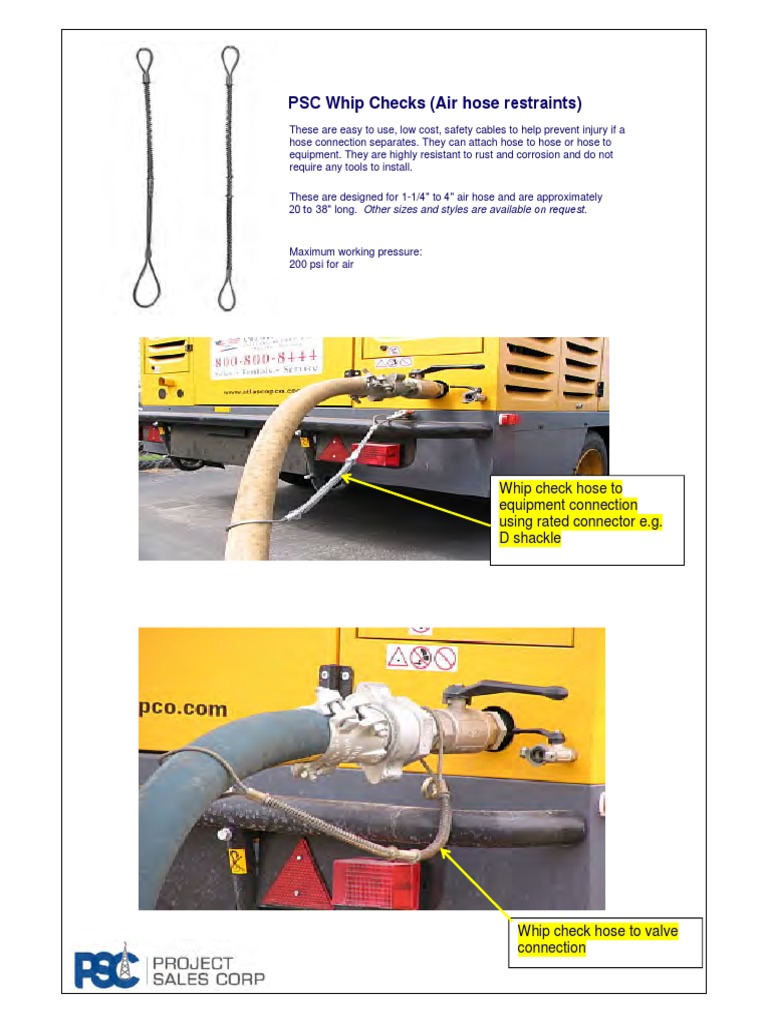 Air Hose Whip Check Safety Restraints | PDF | Personal Protective ...