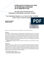 El Discurso Institucional en Tiempos de Crisis Análisis Del Mensaje de Navidad de Su Majestad El Rey