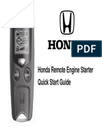 Honda Remote Engine Starter Quick Start Guide