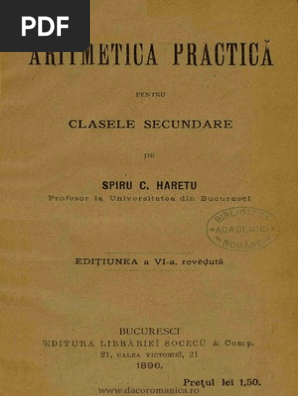 Aritmetica Practică Pentru Clasele Secundare