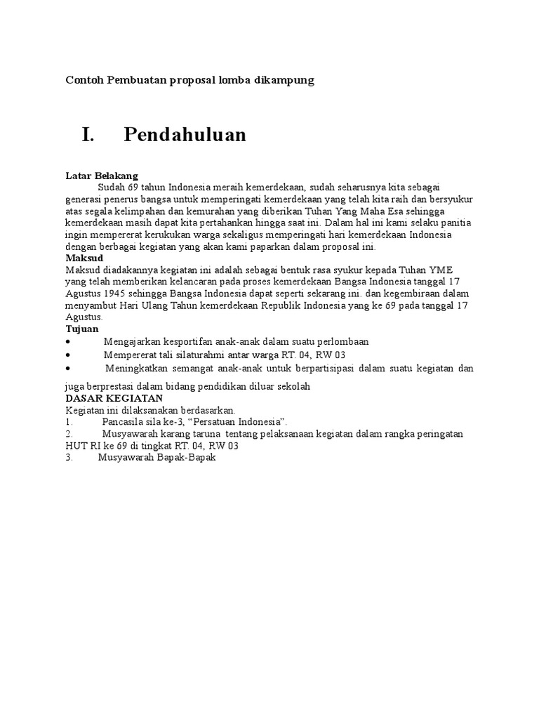 Contoh Pembuatan Proposal Lomba Dikampung Contoh Pembuatan Proposal Lomba Dikampung