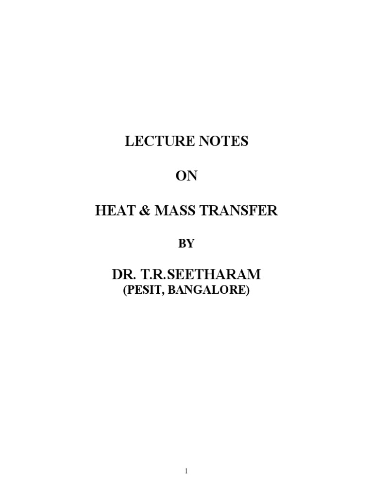 Lecture Notes - Heat and Mass Transfer | PDF | Heat Transfer | Thermal ...