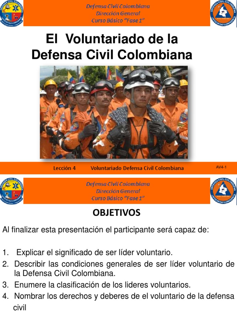Av 4 El Voluntariado De La Defensa Civil Colombiana Ciudadania Trabajar Como Voluntario