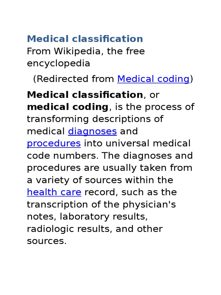Medical Coding PDF International Statistical Classification Of