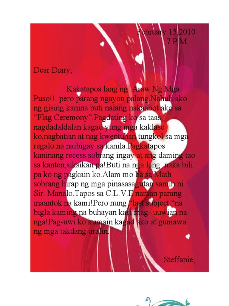 February 15,2010 7 P.M. Dear Diary, Kakatapos | PDF
