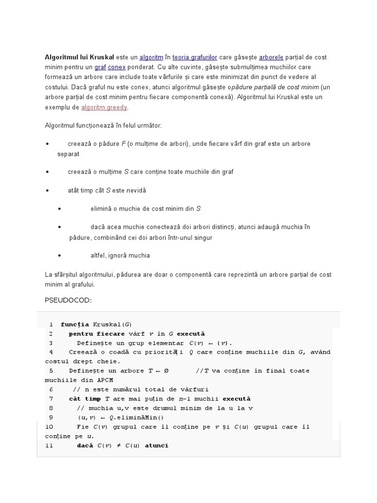 Algoritmul Kruskal | PDF