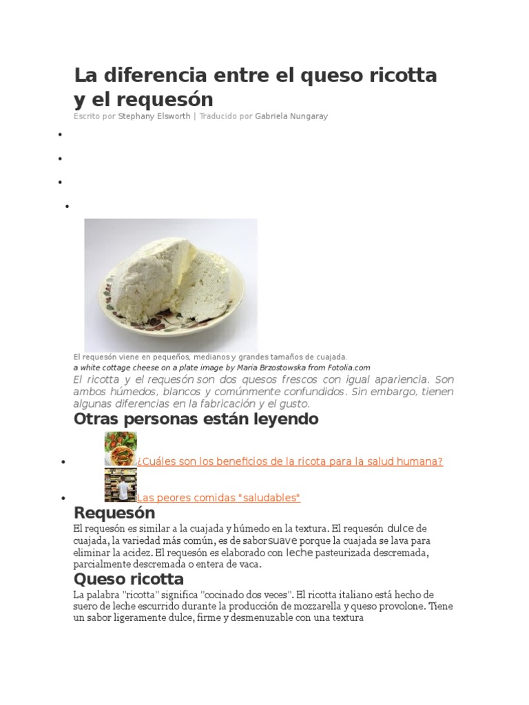 La Diferencia Entre El Queso Ricotta y El Requesón | Descargar gratis ...