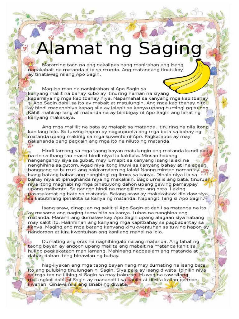 Alamat Ng Saging