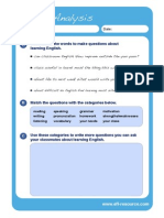 Needs Analysis: Unscramble The Words To Make Questions About Learning English