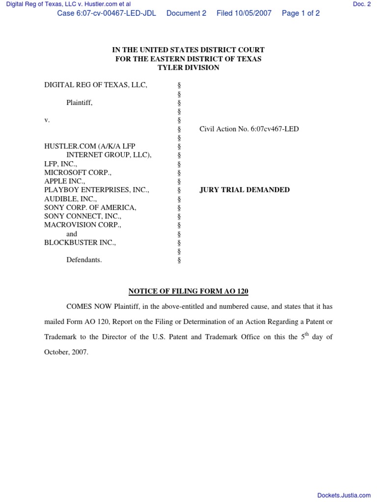 In The United States District Court For The Eastern District Of Texas