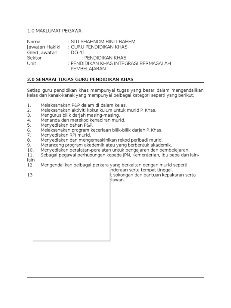Fail Meja Kelas Pendidikan Khas