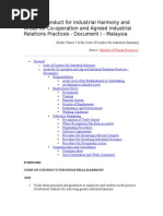 Code of Conduct For Industrial Harmony and Areas For Co