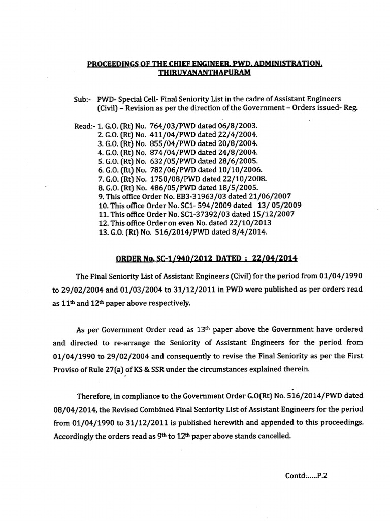 Ae Seniority List Upto 2011 PDF Educational Stages Science