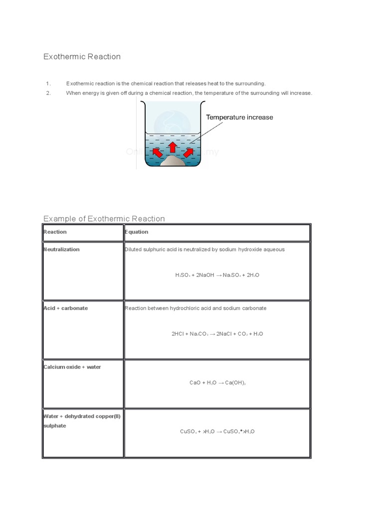 Example of Exothermic Reaction | PDF | Chemical Reactions | Sodium ...