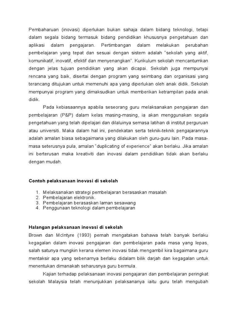 Inovasi Pendidikan di Sekolah Malaysia | PDF