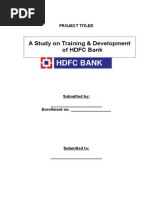 A Study On Training & Development of HDFC Bank: Project Titled